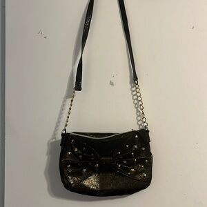 Betsey Johnson Purse Shimmering Gold Link Strap Shoulder Bag